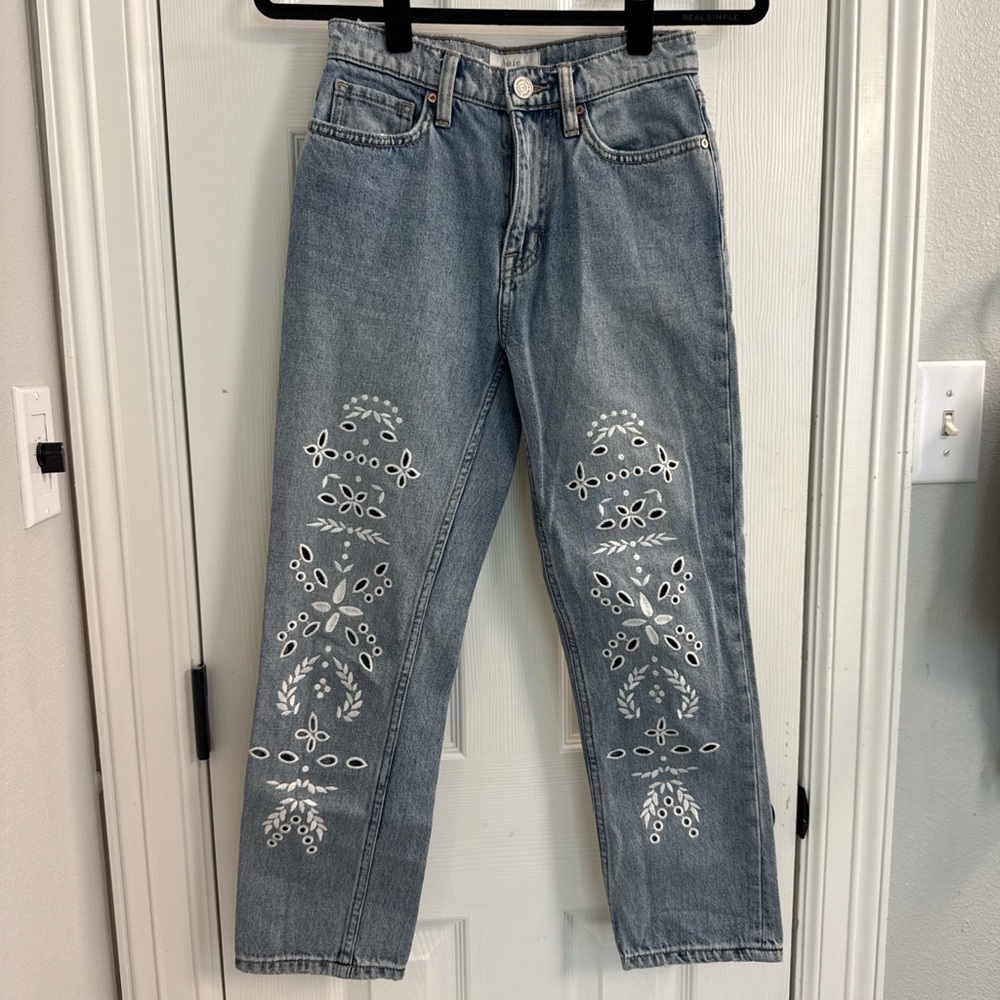 Joie Embroidered Crop Jeans